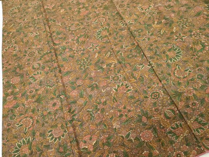 平和屋着物■上質な小紋　紬地　更紗花文　正絹　逸品　DABC4783cd