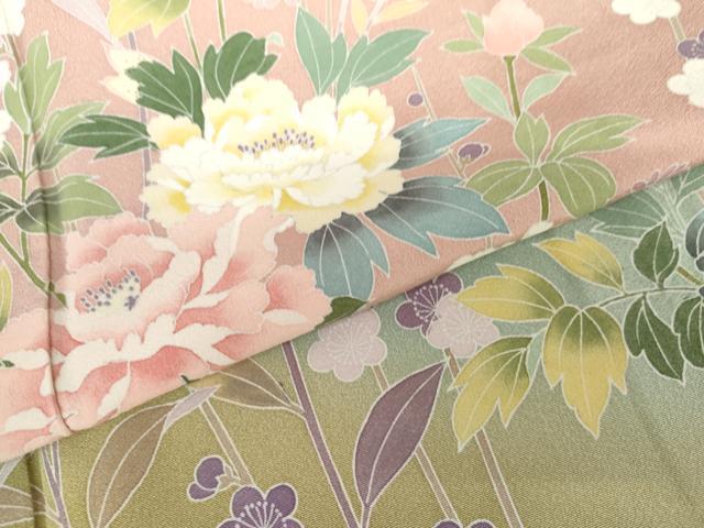 平和屋着物●訪問着　友禅　枝花文　暈し染め　正絹　逸品　AABG3551cs