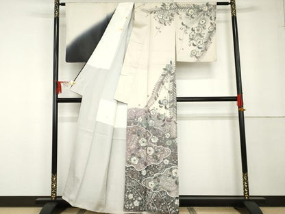 平和屋着物●吉乃一廉　幻の辻が花　訪問着　辻が花　暈し染め　銀通し地　正絹　逸品　AABG3542cs