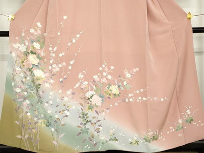 平和屋着物●訪問着　友禅　枝花文　暈し染め　正絹　逸品　AABG3551cs