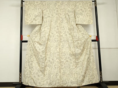 平和屋着物●本場大島紬　染大島　切嵌吉祥花文　正絹　逸品　AABG3528cs