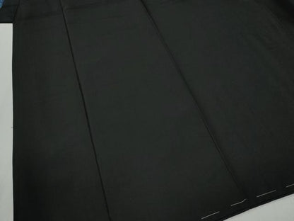 平和屋着物●男性　黒紋付　羽織セット　羽裏：風景文　正絹　逸品　未使用　CABC6893yc
