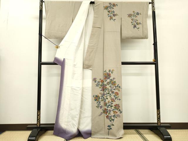 平和屋着物▼訪問着 更紗花文 鬼しぼ縮緬 正絹 逸品 DABC6210fe