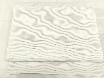 平和屋着物＊夏物　八寸名古屋帯　よろけ縞　白藤色　DABC8175cm