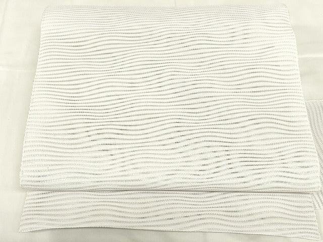 平和屋着物＊夏物　八寸名古屋帯　よろけ縞　白藤色　DABC8175cm