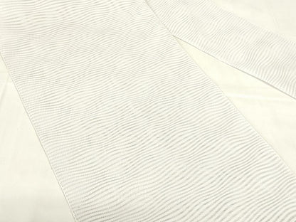 平和屋着物＊夏物　八寸名古屋帯　よろけ縞　白藤色　DABC8175cm