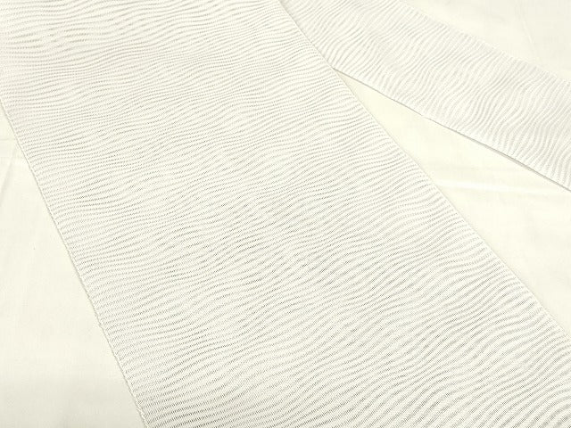 平和屋着物＊夏物　八寸名古屋帯　よろけ縞　白藤色　DABC8175cm