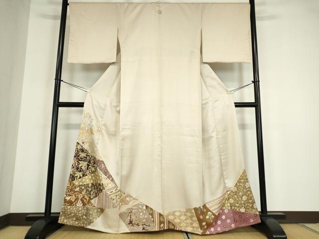 平和屋着物●千くさ染繍　色留袖　刺繍　更紗花鳥唐草文　金彩　正絹　逸品　DABC3048az