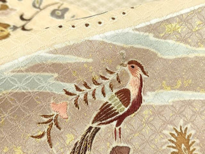 平和屋着物●千くさ染繍　色留袖　刺繍　更紗花鳥唐草文　金彩　正絹　逸品　DABC3048az