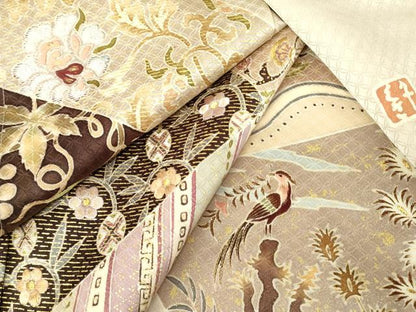 平和屋着物●千くさ染繍　色留袖　刺繍　更紗花鳥唐草文　金彩　正絹　逸品　DABC3048az