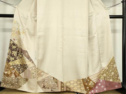 平和屋着物●千くさ染繍　色留袖　刺繍　更紗花鳥唐草文　金彩　正絹　逸品　DABC3048az