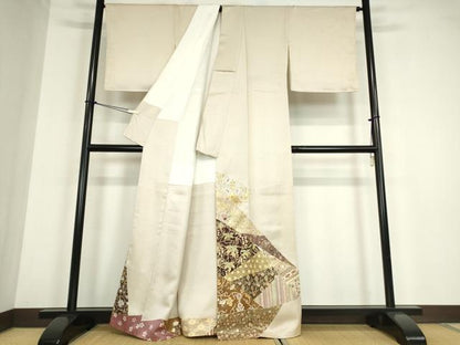 平和屋着物●千くさ染繍　色留袖　刺繍　更紗花鳥唐草文　金彩　正絹　逸品　DABC3048az