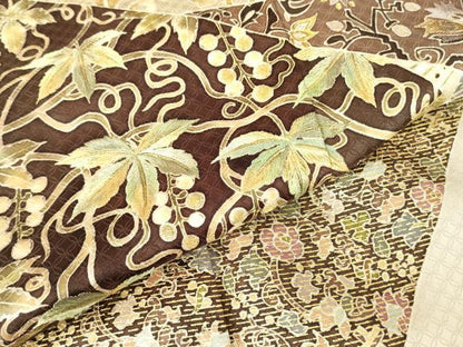 平和屋着物●千くさ染繍　色留袖　刺繍　更紗花鳥唐草文　金彩　正絹　逸品　DABC3048az