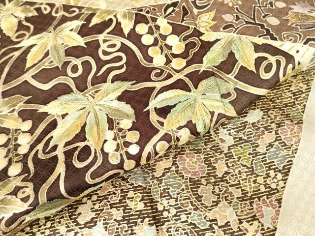 平和屋着物●千くさ染繍　色留袖　刺繍　更紗花鳥唐草文　金彩　正絹　逸品　DABC3048az