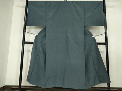 平和屋着物●男性　髭紬　アンサンブル　長羽織　藍墨茶色　正絹　逸品　DABC3066az