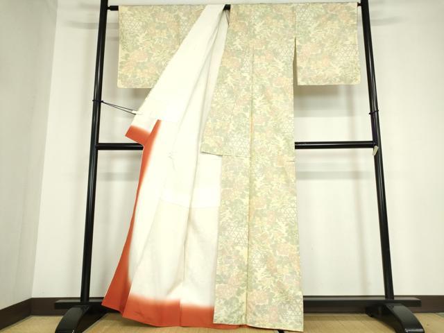 平和屋着物●本場大島紬　白大島　籬花文　吉田織物謹製　証紙付き　正絹　逸品　DABC3070az