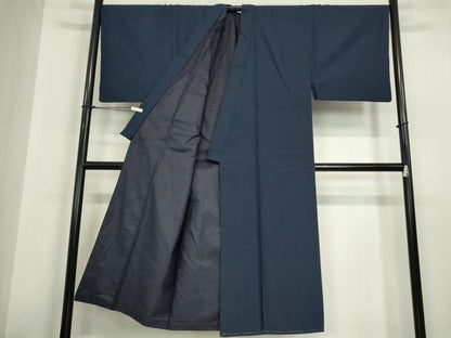平和屋着物●男性　生紬　米沢織　アンサンブル　長襦袢(無双)セット　格子　証紙付き　正絹　逸品　DABC3063az