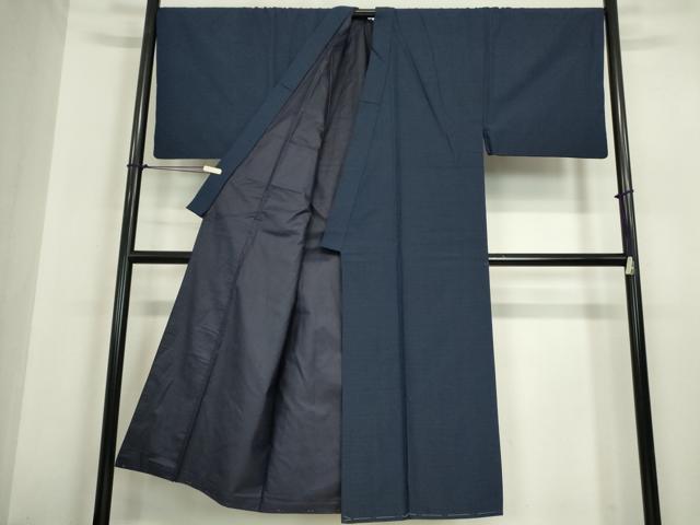 平和屋着物●男性　生紬　米沢織　アンサンブル　長襦袢(無双)セット　格子　証紙付き　正絹　逸品　DABC3063az