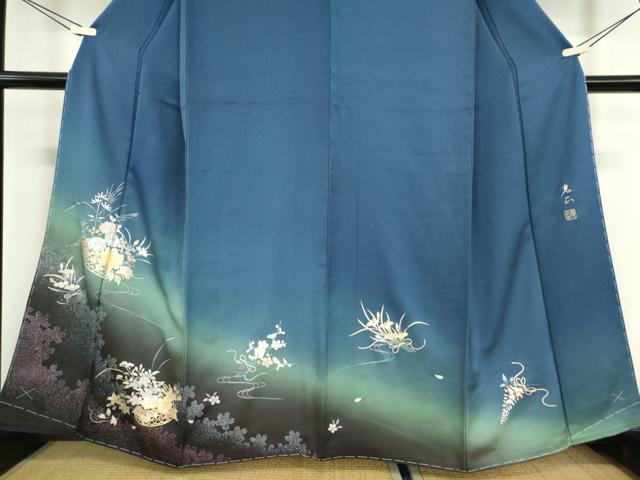 平和屋着物●金彩友禅　卓越技能者・名工・和田光正　訪問着　花籠文　暈し染め　正絹　逸品　未使用　DABC3071az