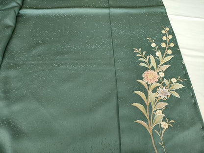 平和屋着物●訪問着　駒刺繍　草花文　仮絵羽　正絹　逸品　未使用　AABG3714ck