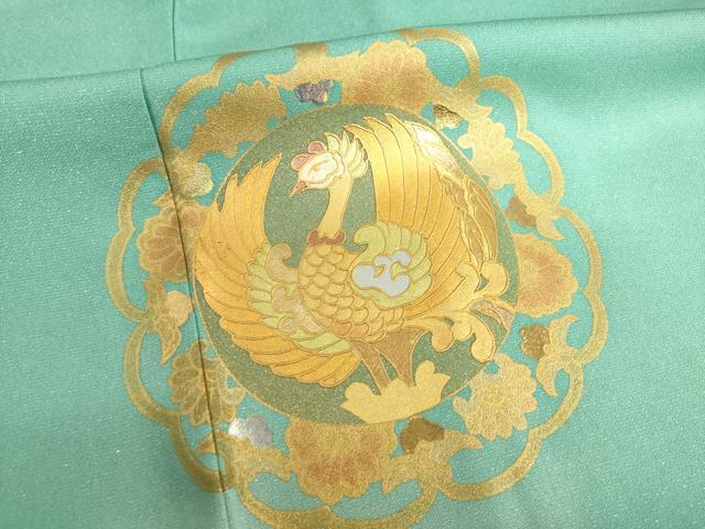 平和屋着物●金彩友禅作家　金彩の魔術師　堀省平　金煌織　訪問着　花鳥文　暈し染め　金銀彩　銀通し地　正絹　逸品　AABG3720ck