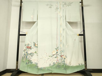 平和屋着物●本加賀友禅作家　山名田明生　訪問着　花鳥文　暈し染め　正絹　逸品　AABG3719ck