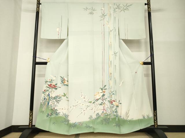 平和屋着物●本加賀友禅作家　山名田明生　訪問着　花鳥文　暈し染め　正絹　逸品　AABG3719ck