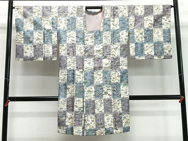 平和屋着物∞道中着　お召地　唐織　能雅　草花文　反端付き　正絹　逸品　CABD4492ua