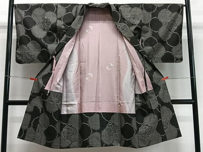 平和屋着物∞道中着　本場大島紬　7マルキ　絵皿花文　ロング丈　正絹　逸品　未使用　CABD4496ua