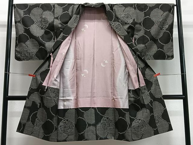 平和屋着物∞道中着　本場大島紬　7マルキ　絵皿花文　ロング丈　正絹　逸品　未使用　CABD4496ua