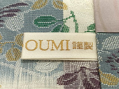 平和屋着物∞道中着　お召地　唐織　能雅　草花文　反端付き　正絹　逸品　CABD4492ua