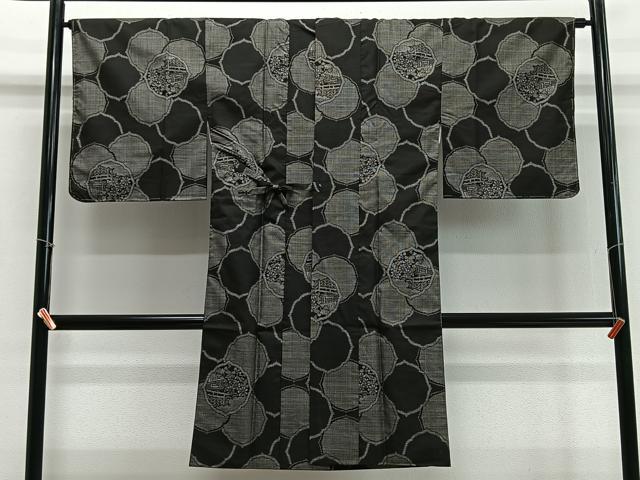 平和屋着物∞道中着　本場大島紬　7マルキ　絵皿花文　ロング丈　正絹　逸品　未使用　CABD4496ua