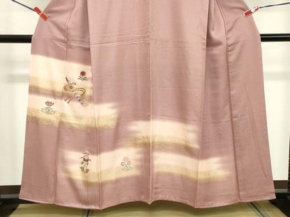 平和屋着物■訪問着 刺繍 霞横笛花文 暈し染め 金彩 正絹 逸品 DABC4825cd