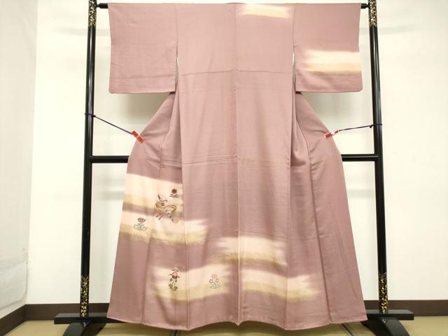 平和屋着物■訪問着 刺繍 霞横笛花文 暈し染め 金彩 正絹 逸品 DABC4825cd