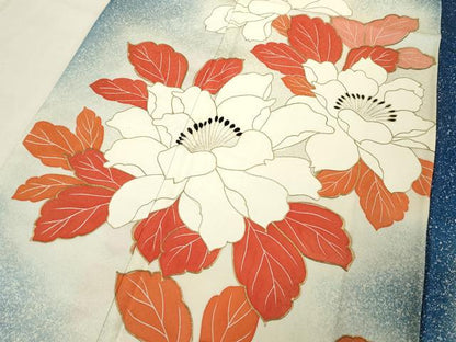 平和屋着物■訪問着 草花文 暈し染め 金彩 正絹 逸品 DABC4879cd