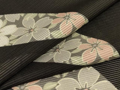 平和屋着物＊夏物 小紋 絽 舞桜文 洗える着物 AABG3930jd
