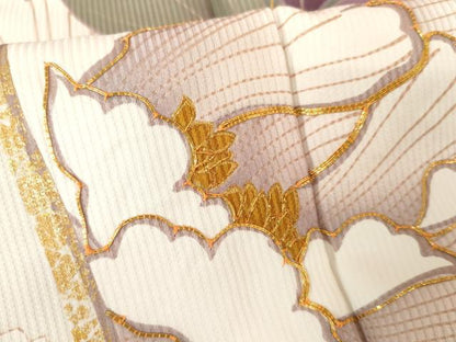 平和屋着物●豪華振袖　駒刺繍　枝垂れ桜文　金彩　正絹　逸品　AABG3576cs