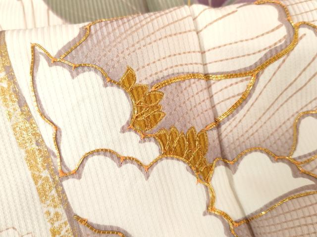 平和屋着物●豪華振袖　駒刺繍　枝垂れ桜文　金彩　正絹　逸品　AABG3576cs
