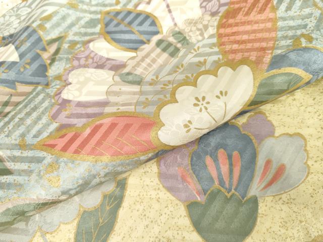 平和屋着物●豪華振袖　作家物　更紗花文　金彩　正絹　逸品　AABG3564cs
