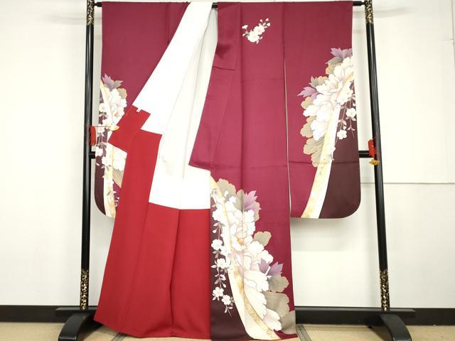 平和屋着物●豪華振袖　駒刺繍　枝垂れ桜文　金彩　正絹　逸品　AABG3576cs