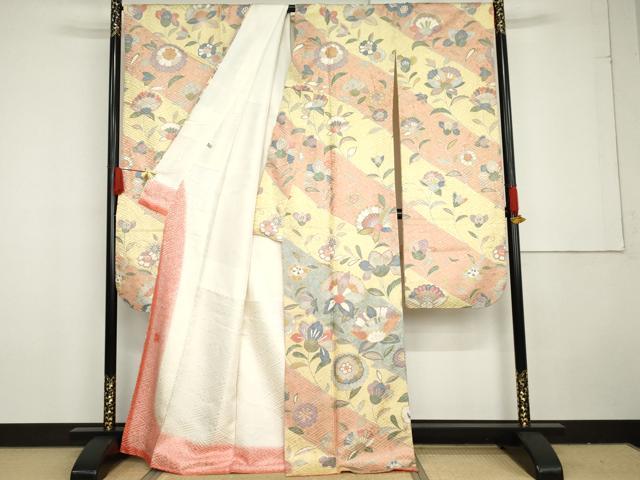 平和屋着物●豪華振袖　作家物　更紗花文　金彩　正絹　逸品　AABG3564cs