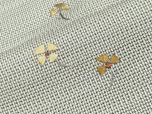 平和屋着物●訪問着　本場縞大島紬　刺繍　舞花文　金彩　大島紬巨匠謹製　証紙付き　ロング丈　正絹　逸品　CABC8319gh