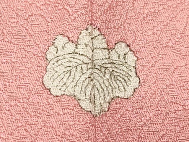 平和屋着物●上質な色無地　舞花地紋　珊瑚色　正絹　逸品　未使用　CABC8315gh