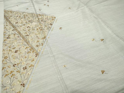 平和屋着物●訪問着　本場縞大島紬　刺繍　舞花文　金彩　大島紬巨匠謹製　証紙付き　ロング丈　正絹　逸品　CABC8319gh
