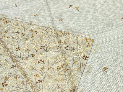平和屋着物●訪問着　本場縞大島紬　刺繍　舞花文　金彩　大島紬巨匠謹製　証紙付き　ロング丈　正絹　逸品　CABC8319gh