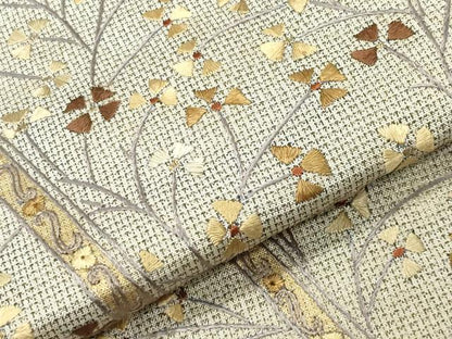 平和屋着物●訪問着　本場縞大島紬　刺繍　舞花文　金彩　大島紬巨匠謹製　証紙付き　ロング丈　正絹　逸品　CABC8319gh