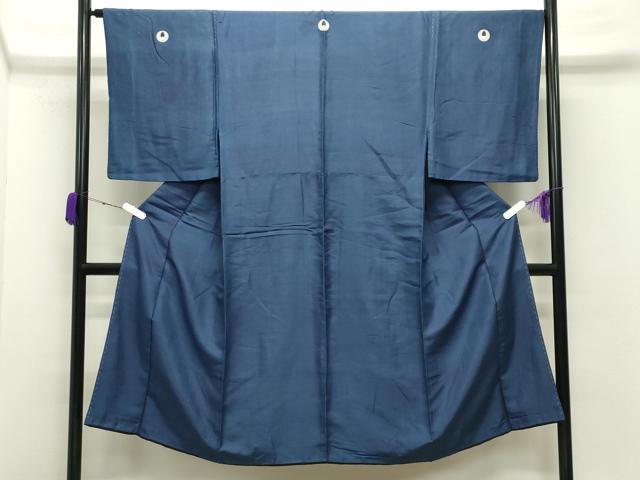 平和屋着物●男性　紬　色紋付　留紺色　正絹　逸品　CABC8311gh