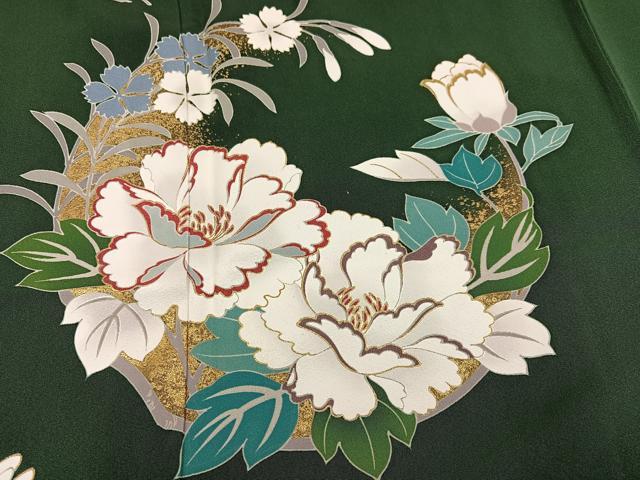 平和屋着物●豪華振袖　草花文　金彩　正絹　逸品　AABG4842ph
