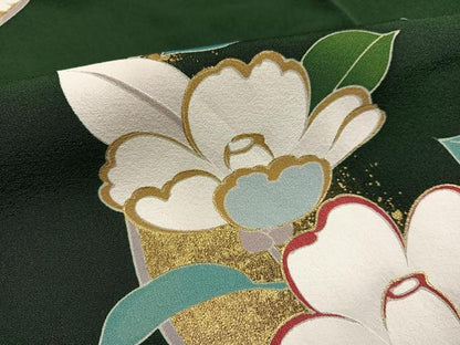 平和屋着物●豪華振袖　草花文　金彩　正絹　逸品　AABG4842ph
