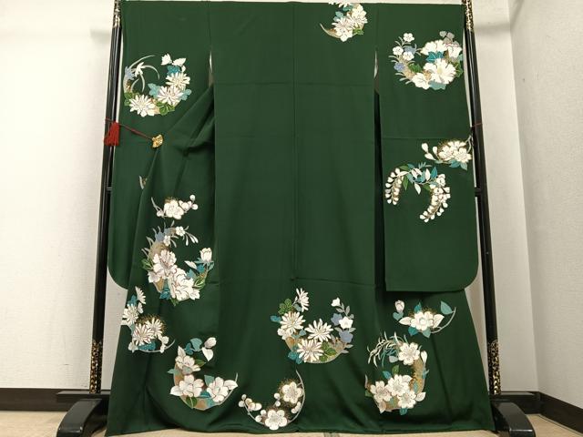 平和屋着物●豪華振袖　草花文　金彩　正絹　逸品　AABG4842ph